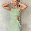 Women's Dress Cut Out Waist Mini Dress - Sexy Sleeveless Fitted Bodycon Dress with Cut Out Details and Zipper Dress IPADSA