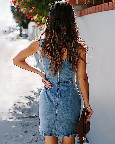 51rizcn0d1L.jpg Womens Denim Dress Sexy Sleeveless Split Bodycon Mini Tube Jeans Short Dresses
