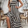 Women's Floral Print Tie Strap Square Neck Ruffle Boho Maxi Dress