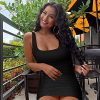 Womens Summer Bodycon Mini Dress Scoop Neck Ruched Sleeveless Ribbed Knit Casual Party Club Short Tank Dress