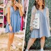 51usBZqZ0FL.jpg Womens Summer Sleeveless Mini Dress Casual Loose V Neck Sundress with Pockets